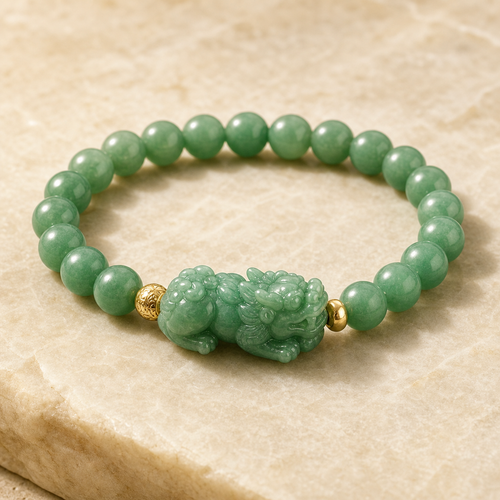 Green aventurine Pixiu bracelet for the Wood element collection